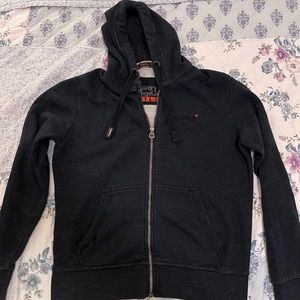 Solid Blue Super Dry Zip up Hoodie XXL with orange accents